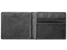 Load image into Gallery viewer, Black Leather Wallet- Cross Wings Metal Plate Design