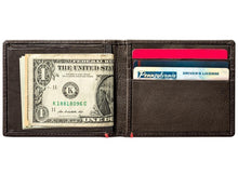 Load image into Gallery viewer, Mocha Leather Wallet- Spade Metal Plate Design