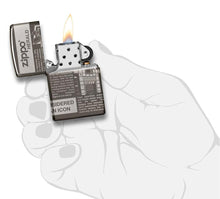 Load image into Gallery viewer, Zippo Newsprint Design