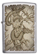 Load image into Gallery viewer, Brushed Chrome Dragon and Tree Design