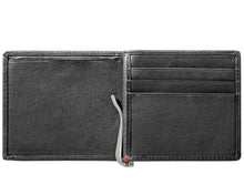 Load image into Gallery viewer, Black Leather Wallet- Viking Metal Plate Design
