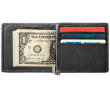 Load image into Gallery viewer, Black Leather Wallet- Anchor Metal Plate Design
