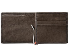 Load image into Gallery viewer, Mocha Leather Wallet- Spade Skull Metal Plate Design
