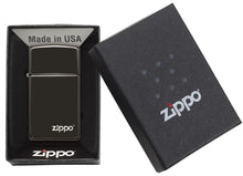 Load image into Gallery viewer, Slim<sup>®</sup> High Polish Black Zippo Logo
